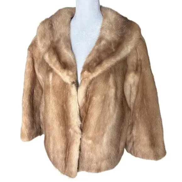 Vintage 1950s gittelman's sons philadelphia mink coat stole jacket Small - Picture 5 of 10